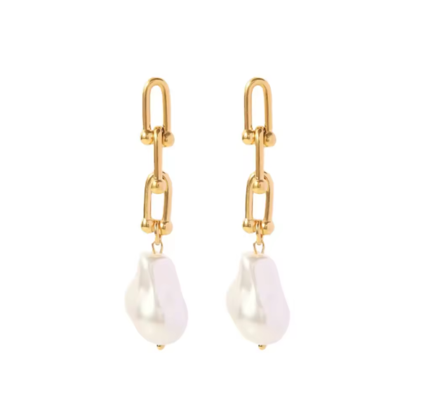 Pendientes Cadena pearl acero